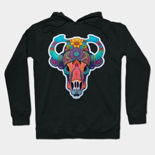 Colourful Cow skull Hoodie